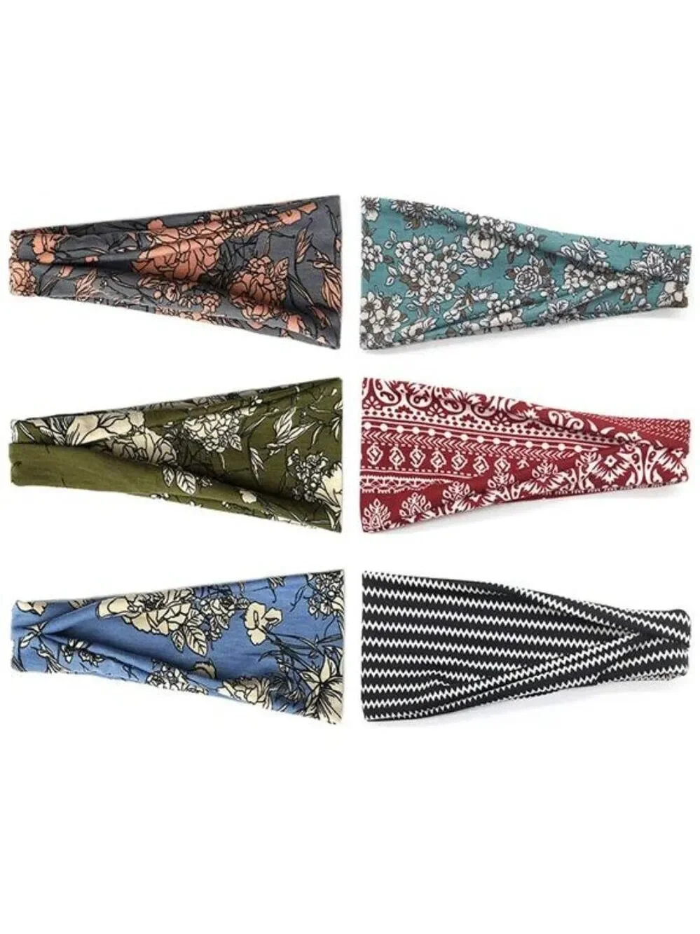Boho headbands for women wide stretchy yoga workout hair bands set of six pieces